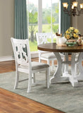 ZNTS Lavish Design Distressed White 2pcs Dining Chairs Only, Gray Padded Fabric Seat Dining Room Kitchen B011111836