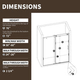 Frameless Sliding Shower Door 58-60 in. W x 76 in. H, Bathroom Sliding Door with 5/16" Clear W2619P202930