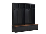 Farmhouse 4-in-1 Hall Tree with Wood Grain Bench, Mudroom Versatile Coat Rack with N721P313099B