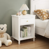 26.77''H Wooden Nightstand with One Drawer One Shelf for Kids, Adults, White 33261202