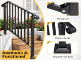Matte black 3-tier ABS plastic handrail for patio stairs 20453346
