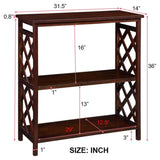 Console Table 3-Tier with Storage Shelves,Open Bookshelf Bookcase with Solid Wood Legs for Hallway, 95162879