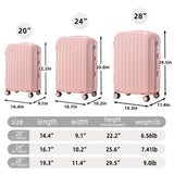 20/24/28in ABS 360&deg Spinner Wheel Luggage, Carry on Suitcase, with Cup Holder & USB Port W2787P262949