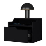 ZNTS Nolan Black Dual-Shelf Display Floating Nightstand B062P175147