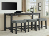 59 Inch Bar, Dining, Sofa with Power Outlet, 3 Upholstered Stools, 4 Piece Bar 64149332