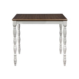 ZNTS ACME Bettina 5PC COUNTER HEIGHT TABLE SET Beige Fabric, Antique White & Weathered Oak Finish DN01439