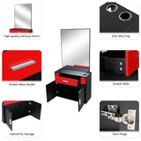 15% E0 chipboard linen top 1 drawer 1 door with mirror Salon cabinet black and redSame code 96936352