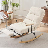 ZNTS Modern Teddy Gliding Rocking Chair with High Back, Retractable Footrest, and Adjustable Back Angle W2012137612