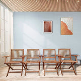 Foldable Patio Dining Set, 4 Folding Chairs, Indoor and outdoor universal, Teak W495P190465