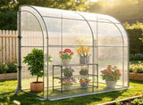 7 x 3.5 x 7 Feet Lean-To Walk-In Greenhouse with 3-Tier Shelves, Waterproof & Sun-Proof PE Wall 08339290