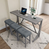 Bar Table Set with Power Outlet, Bar Table and Chairs Set, 4 Piece Dining Table Set, Industrial W1781P145876
