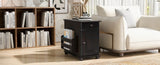 U-Can Vintage End Table Flip Top Side Table with USB Ports, One Multifunctional Drawer with cup N724P293133P