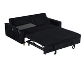The pull-out push-in black corduroy sofa with dual functions, equipped with a movable tabletop W1278P248131