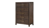 Modern Style 5-Drawer Chest Made with Wood in Walnut B009139181