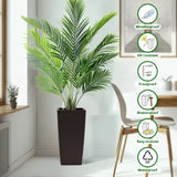 Pack of 2 Square Planter 22-Inch High Faux Rattan Design Flower Pot with Automatic Watering System W3213P311469