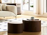 MDF nested table set 2 pieces, handcrafted round coffee table in living/lounge area, walnut color W2085P231698