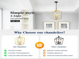 4-Light Farmhouse Kitchen Chandeliers, Vintage Cage Light Fixture Adjustable Height Chandeliers for W1592P230613
