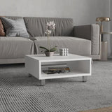 Eclipse 10" H Low Minimalistic Square Coffe Table with Open Storage White B070P254752