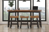 Transitional Design Counter Height Stools Set of 2pcs, Black and Brown Finish Solid Rubberwood B011P284437