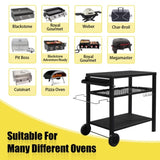 Outdoor Grill Cart Three-Shelf Grill Table, Movable BBQ Trolley Food Prep Cart with Two Wheels & 58452400