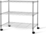 Heavy Duty 3-Tier Wire Shelving with Wheels, Adjustable Steel Storage Rack, Chrome, 24" x 14" x 30" 91602028