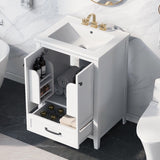 24" Bathroom Vanity with Sink, Bathroom Vanity Cabinet with One Drawer and Doors, Solid Wood and N725P171407K