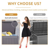 100 Gallon Resin Outdoor Deck Box Waterproof, Plastic Patio Box with Side Handles, Lockable W2556P211295