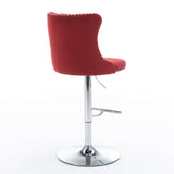 ZNTS Swivel Velvet Barstools Adjusatble Seat Height from 25-33 Inch, Chrome base Bar Stools with Backs W1143124782