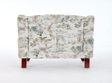 Modern Accent with Retro Wood Legs, Comfy Upholstered Armchair, Floral Design Single Sofa 11722418