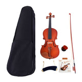 ZNTS GV101 4/4 Acoustic Matt Violin Case Bow Rosin Strings Shoulder Rest Tuner Natural 42402082