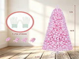 5 FT Pre-Lit Flocked Pink Christmas Tree with 8 Lighting Modes Warm White LED Lights, Hinged 09522738