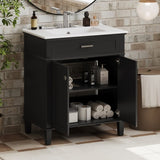 ZNTS 30-inch bathroom vanity with ceramic basin, soft close door and adjustable shelves N729P173380B