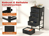 Vertical Fabric Storage Dresser, Tall Narrow Storage Tower with Large Capacity Drawers, Sturdy Metal 75487294
