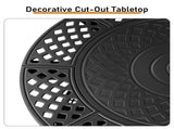 37in Round Double-Layer Wood- Pit with Mesh Grate, Black, with Attached Table Top 03927709