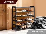 26.8*9.84*35.4in 6-Tier Flat Bamboo Shoe Rack, Black 03654485
