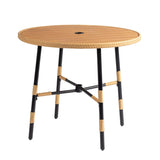 Patio Round Dining Table with Umbrella Hole, Outdoor Rattan Dining Table for Patio, Backyard, 47965172