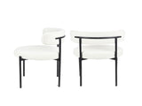 Burbank Modern Round Boucle Dining Chairs, Set of 2, White T2574P180242