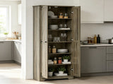 Distressed Gray 67" Tall Farmhouse Food Pantry Freestanding Cabinet with Multi-Level Adjustable 31486998