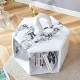 Hexagonal MDF coffee table, characteristic pattern stickers, multi-hole design to give more storage W1151P200320