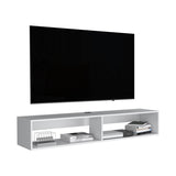 Warrior 59" Floating Tv Stand with Two open shelves, media compartments and cable management White B200P240263