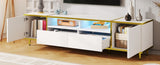 U-Can 70.9'' Modern TV Stand for TVs up to 80 Inches, Entertainment Center with 2 Shelves and LED N724P284377K