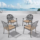 Cast Aluminum Patio Dining Chair 4PCS With Black Frame and Cushions In Random Colors W1710P166052