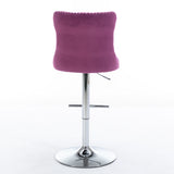Swivel Velvet Barstools Adjusatble Seat Height from 25-33 Inch, Chrome base Bar Stools with Backs W1143137914