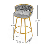 Swivel Counter Height Bar Stools Set of 2,31.5"Bar Height Stools with Hand-Woven Backrest & Gold N762P216979E