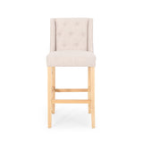 Vienna Contemporary Fabric Tufted Wingback 31 Inch Counter Stools, Set of 2, Beige and Natural 64854.00BGE
