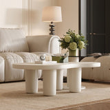 Cream White Modern Nesting Coffees Set of 2, 2 in 1 Irregular Coffee with Glass Top End W3081P254996