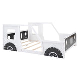 Full Size Classic Car-Shaped Platform Bed with Wheels,White WF306743AAK