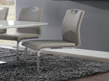 Unique Style Chrome Metal Finish Side Chairs 2pc Set Gray-Taupe Faux Leather Upholstered Casual B01156551