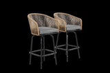 Outdoor Bar Stools Set of 2, 2-Piece Patio Bar Stools Armrests, All Weather Rattan Bar Chairs W640P256794