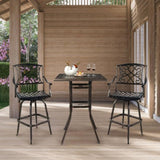 Patio Bar Height Table, All-Weather Cast Aluminium Square Bar Bistro Table with 2" Umbrella Hole, 72740322